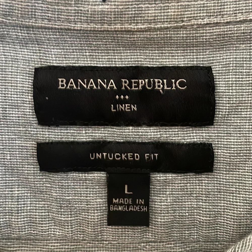Men’s Banana Republic Linen Blend Grey Button Down Shirt | Size L